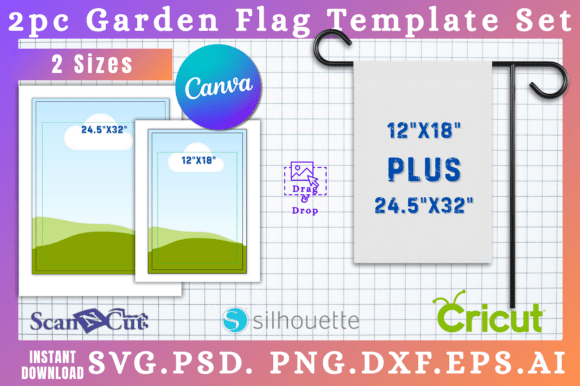 2 Sizes Garden Flag Canva SVG Templates: Your Blank Canvas for Outdoor Creativity