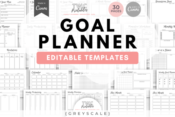 Master Your Goals with Canva’s Greyscale Planner