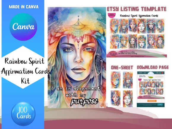 Rainbow Affirmation Card Canva Templates: Create a Deck of Positivity